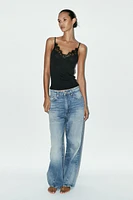 RIB TANK TOP WITH LACE