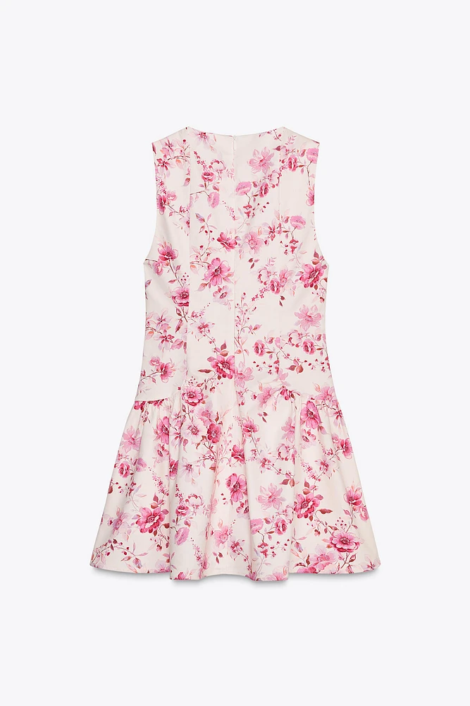 ROBE COMBINAISON À FLEURS EN POPELINE