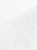 Pantalon tappered fit en coton et lin