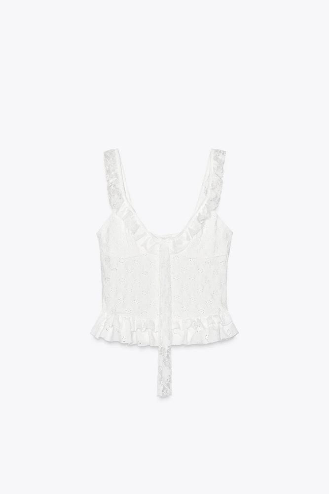 TOP DENTELLE VOLANTS