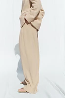 WIDE LEG LINEN PANTS WITH DARTS