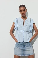 CHEMISE MANCHES COURTES VOLANT