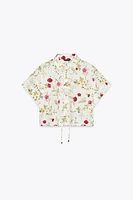 PRINTED SHIRT WITH EYELET EMBROIDERY