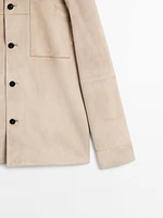 Suede leather overshirt