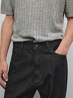 Tapered fit cotton selvedge jeans