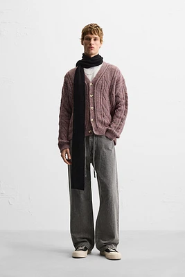 TEXTURED WEAVE WOVEN CARDIGAN