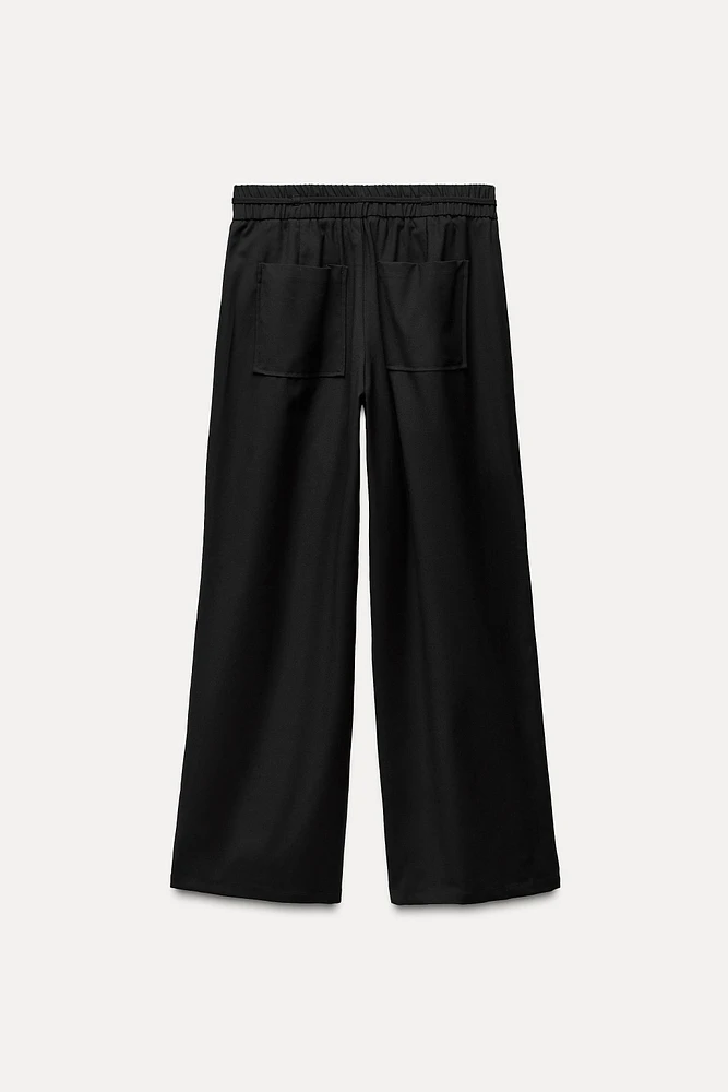 ELASTIC WAIST WIDE LEG PANTS