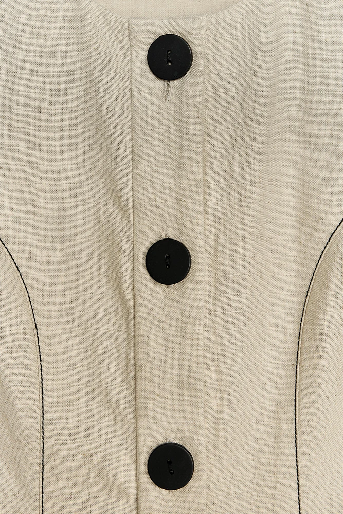 ROBE COURTE EN LIN AVEC SURPIQÛRES