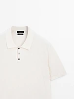 100% cotton textured knit polo shirt