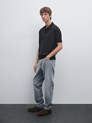 Polo en maille de laine mélangée à manches courtes
