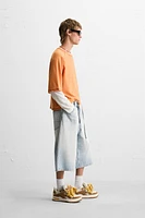 CONTRAST KNIT T-SHIRT