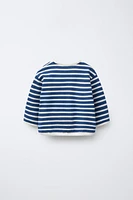 WOVEN STRIPE SWEATSHIRT