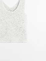 Top tressé en cuir et daim