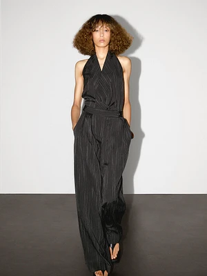 Pantalon à pinces imprimé rayures