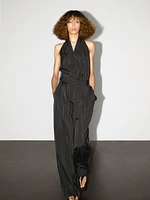 Pantalon à pinces imprimé rayures