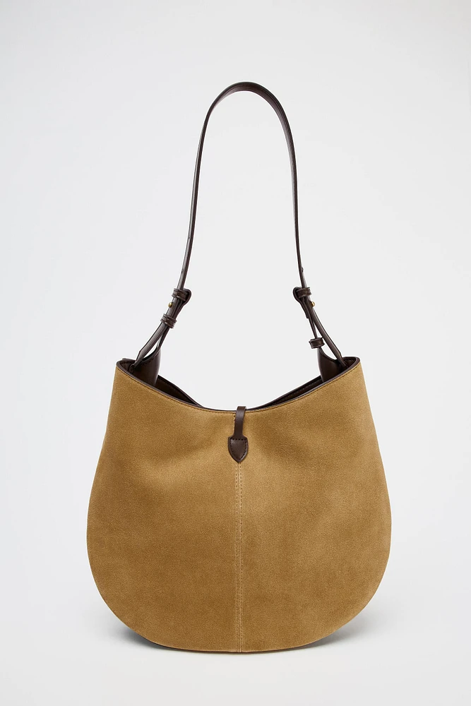 SPLIT LEATHER SHOULDER BAG