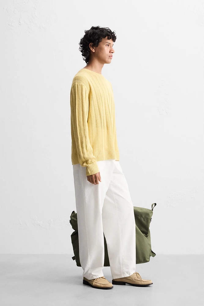 100% LINEN RIBBED SWEATER