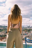 TOP HALTER À IMPRIMÉ GÉOMÉTRIQUE