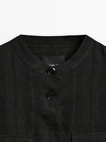 Veste bomber à carreaux en lin mélangé