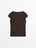 Pointelle cutwork T-shirt