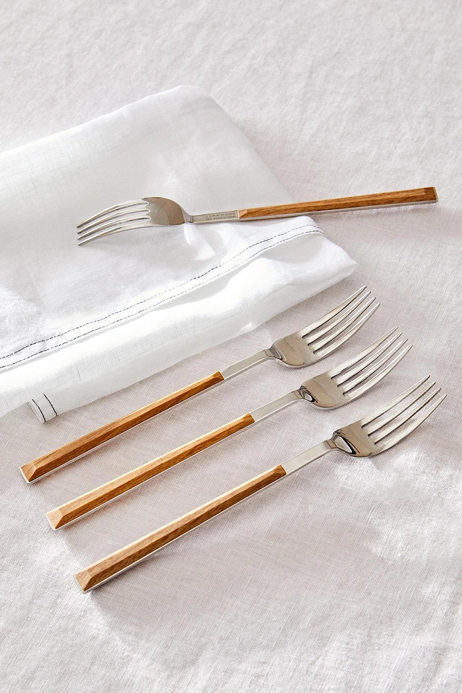 SET OF FORKS WITH WOOD-DESIGN HANDLES (SET OF 4)