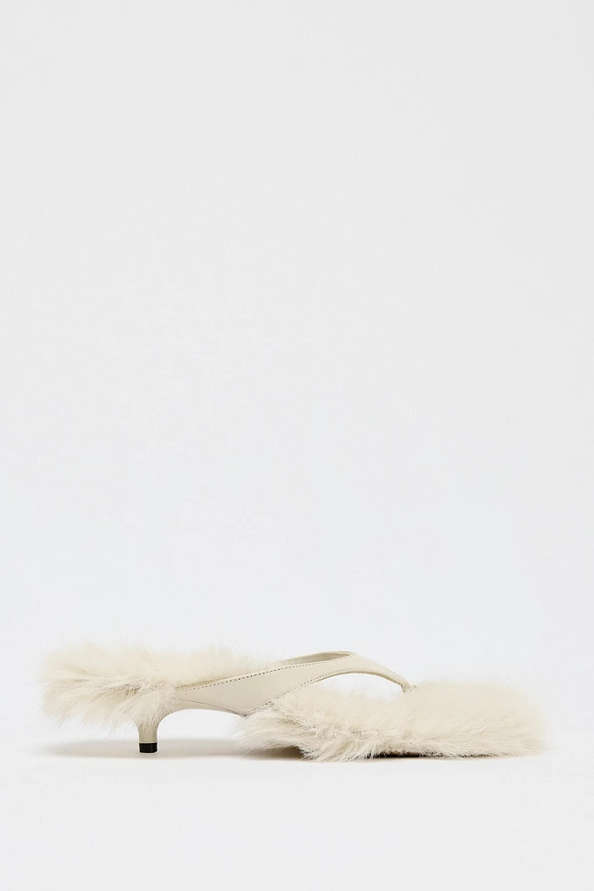 LIMITED EDITION FAUX FUR LEATHER HEELED SANDALS