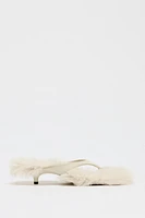 LIMITED EDITION FAUX FUR LEATHER HEELED SANDALS
