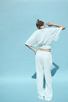 BLOUSE MANCHES VOLANTÉES AVEC LIN