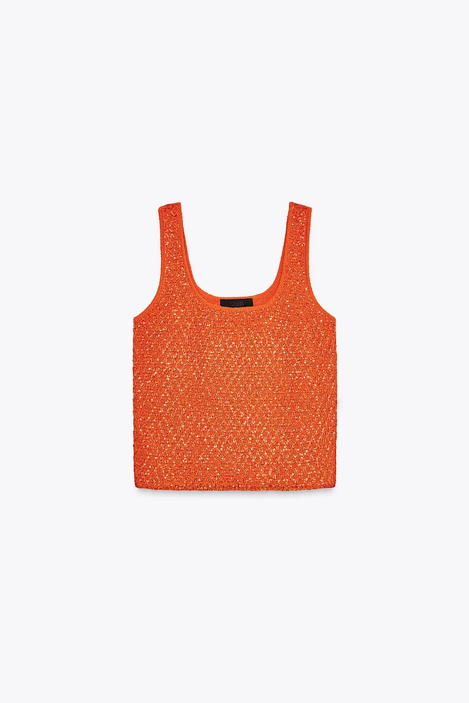 TOP EN MAILLE À SEQUINS