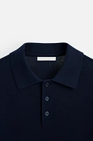 SILK WOOL BLEND KNIT POLO SHIRT