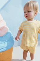 ENSEMBLE GAUFRÉ T-SHIRT ET BERMUDA RAYÉ