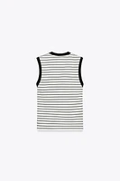 STRIPED BUTTON T-SHIRT
