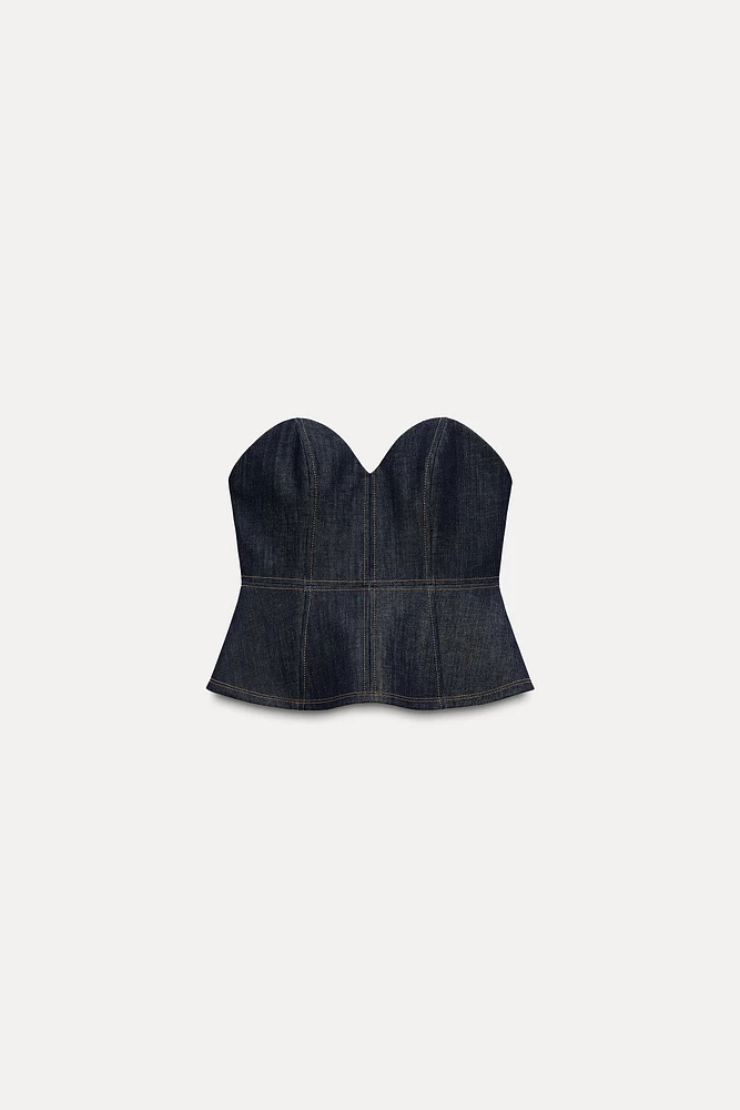 ZW COLLECTION DENIM PEPLUM BUSTIER