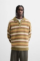 STRIPED TEXTURED POLO SHIRT