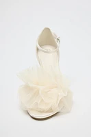 SATIN EFFECT FLOWER HEELED SANDALS - LIMITED EDITION