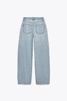TRF CURVED HIGH WAIST RHINESTONE JEANS
