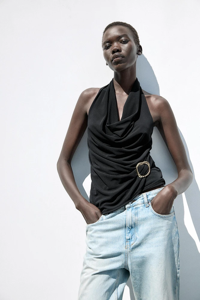 DRAPED BUCKLE TOP