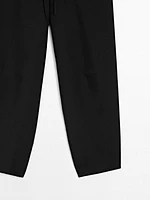 Pantalon barrel fluide lin mélangé