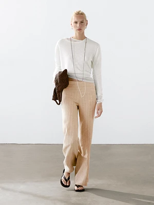 100% linen knit crew neck sweater