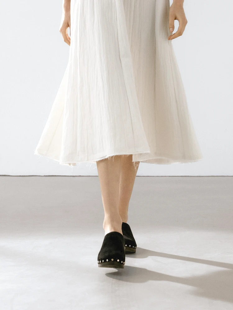 Robe midi double tissu texturé