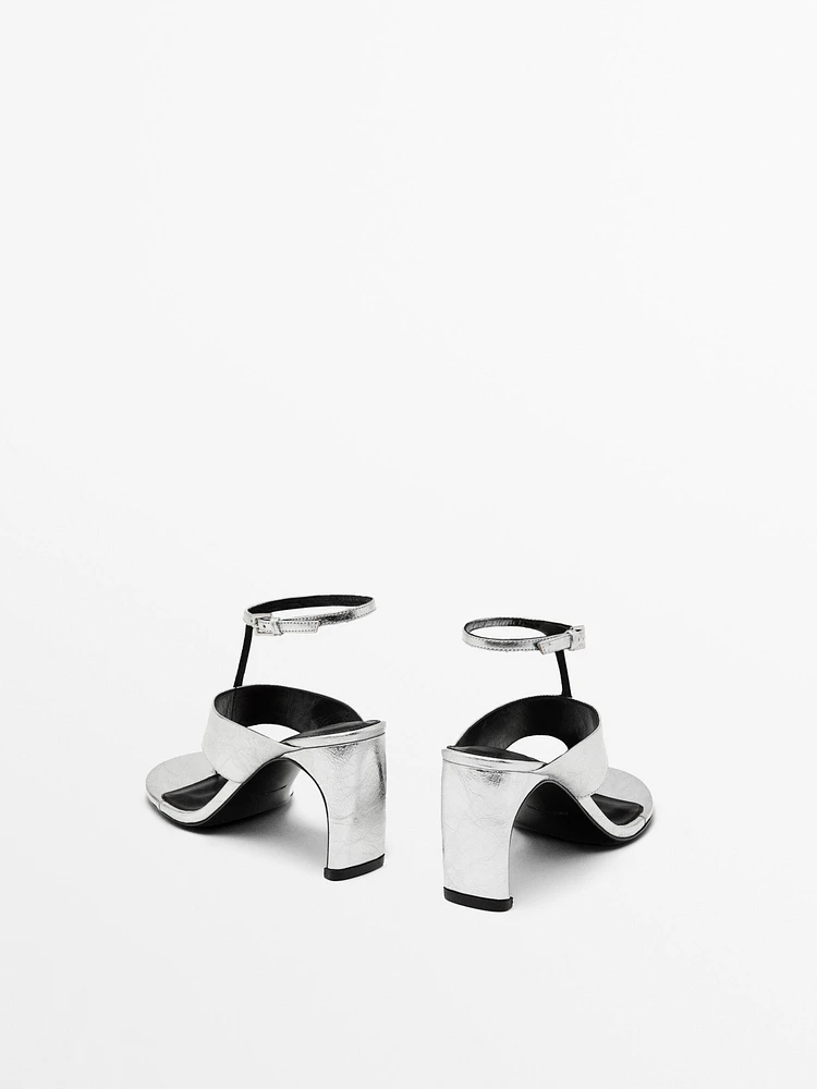 Metallic heeled sandals