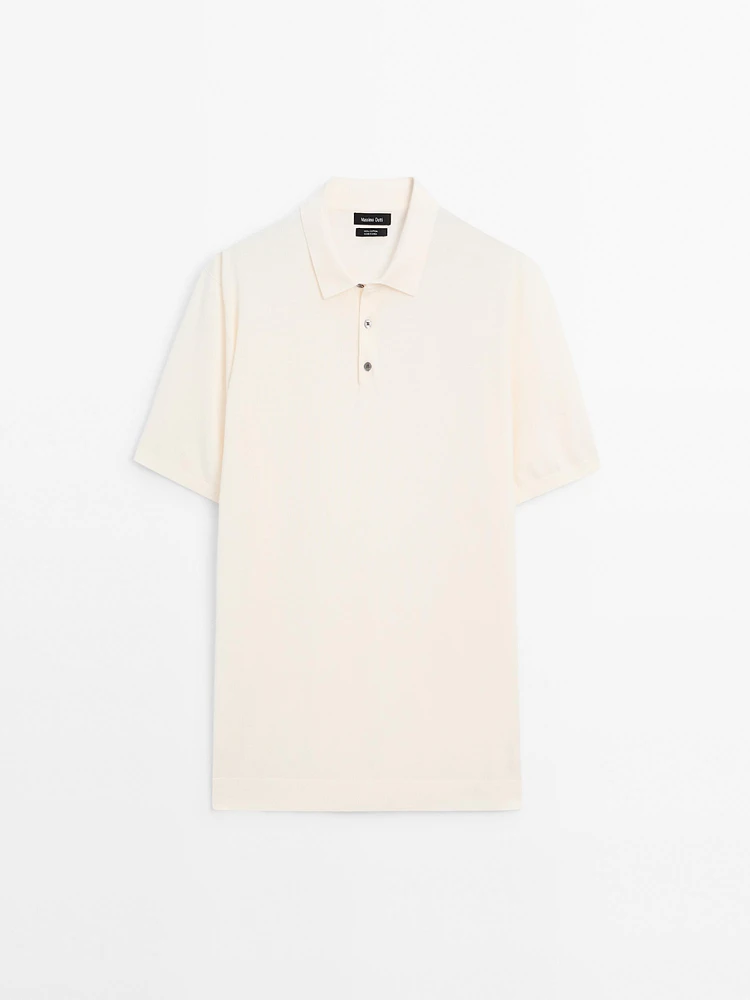 Short sleeve cotton knit polo shirt