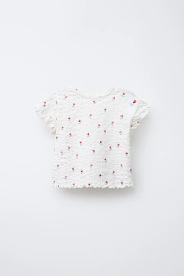 T-SHIRT TEXTURÉ À IMPRIMÉ FLEURS