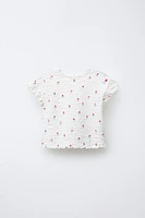 TEXTURED FLORAL PRINT T-SHIRT