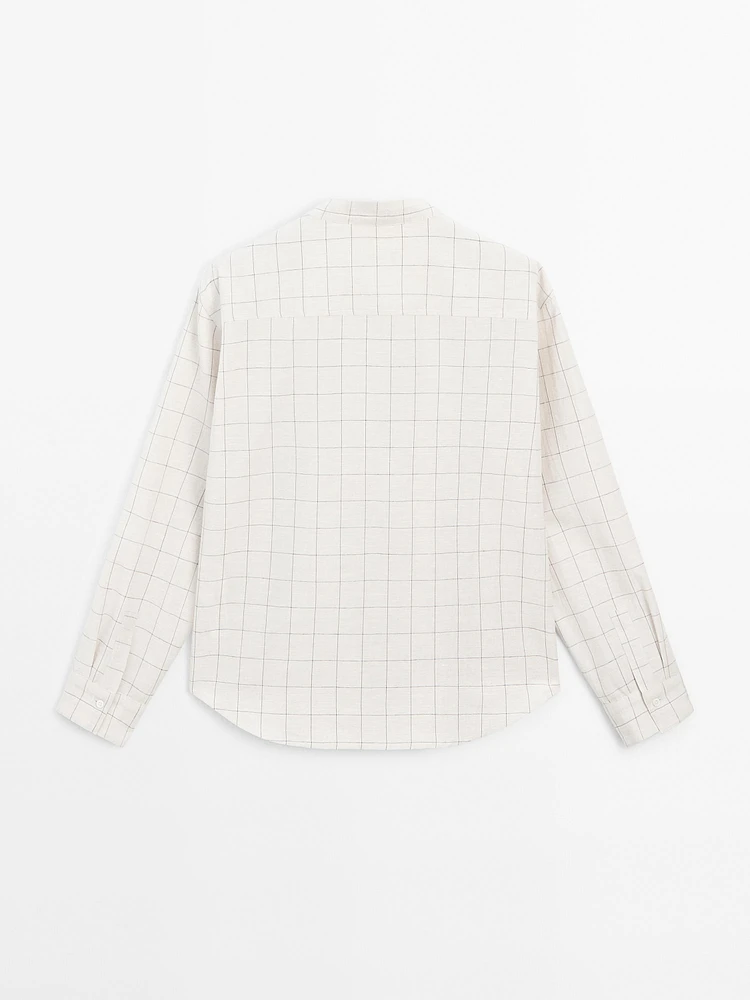 Check shirt with pintucks