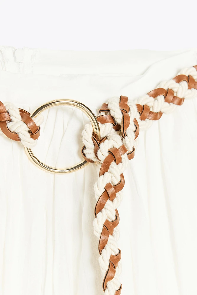 BRAIDED BELT MIDI SKIRT