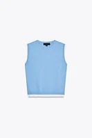 DOUBLE LAYER TRIM KNIT TOP