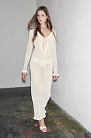 POINTELLE KNIT RUFFLED LONG DRESS