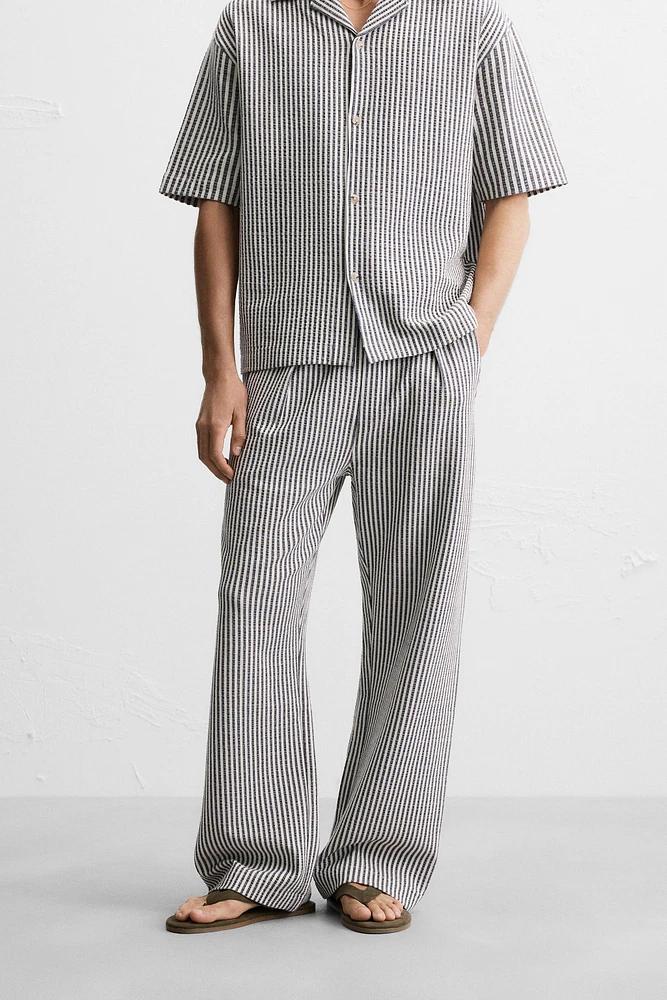 RELAXED FIT SEERSUCKER PANTS