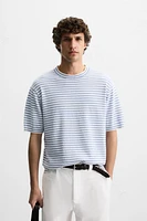 STRIPED TEXTURED KNIT T-SHIRT